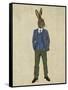 Rabbit in Blue Waistcoat-Fab Funky-Framed Stretched Canvas