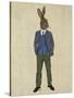 Rabbit in Blue Waistcoat-Fab Funky-Stretched Canvas