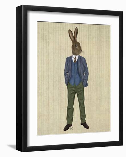 Rabbit in Blue Waistcoat-Fab Funky-Framed Art Print