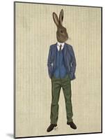 Rabbit in Blue Waistcoat-Fab Funky-Mounted Art Print