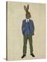 Rabbit in Blue Waistcoat-Fab Funky-Stretched Canvas