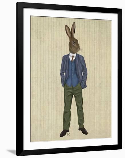 Rabbit in Blue Waistcoat-Fab Funky-Framed Art Print