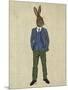 Rabbit in Blue Waistcoat-Fab Funky-Mounted Art Print