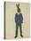 Rabbit in Blue Waistcoat-Fab Funky-Stretched Canvas