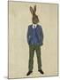 Rabbit in Blue Waistcoat-Fab Funky-Mounted Art Print