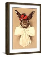 Rabbit in Bow and Hat-null-Framed Art Print