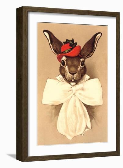 Rabbit in Bow and Hat-null-Framed Art Print