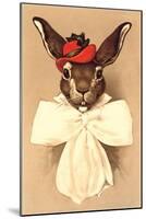 Rabbit in Bow and Hat-null-Mounted Art Print