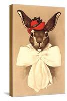 Rabbit in Bow and Hat-null-Stretched Canvas