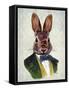 Rabbit in Green Jacket-Fab Funky-Framed Stretched Canvas