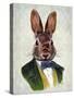 Rabbit in Green Jacket-Fab Funky-Stretched Canvas