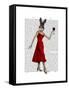 Rabbit in Red Dress-Fab Funky-Framed Stretched Canvas