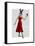 Rabbit in Red Dress-Fab Funky-Framed Stretched Canvas