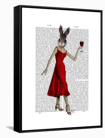 Rabbit in Red Dress-Fab Funky-Framed Stretched Canvas