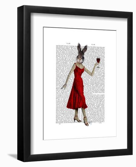 Rabbit in Red Dress-Fab Funky-Framed Art Print