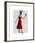 Rabbit in Red Dress-Fab Funky-Framed Art Print