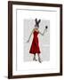 Rabbit in Red Dress-Fab Funky-Framed Art Print