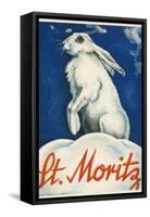 Rabbit in Snow, St. Moritz-null-Framed Stretched Canvas