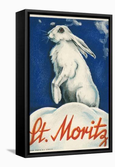Rabbit in Snow, St. Moritz-null-Framed Stretched Canvas