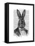 Rabbit in Suit Portrait-Fab Funky-Framed Stretched Canvas