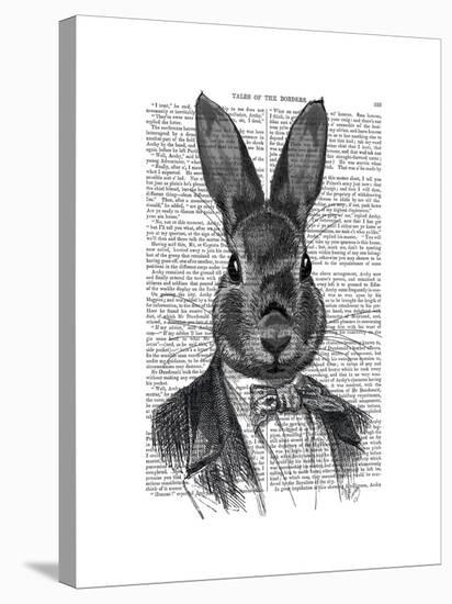 Rabbit in Suit Portrait-Fab Funky-Stretched Canvas