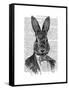 Rabbit in Suit Portrait-Fab Funky-Framed Stretched Canvas