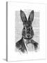 Rabbit in Suit Portrait-Fab Funky-Stretched Canvas