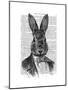 Rabbit in Suit Portrait-Fab Funky-Mounted Art Print