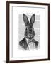 Rabbit in Suit Portrait-Fab Funky-Framed Art Print