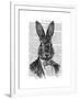 Rabbit in Suit Portrait-Fab Funky-Framed Art Print