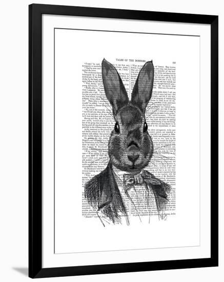 Rabbit in Suit Portrait-Fab Funky-Framed Art Print