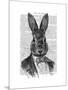 Rabbit in Suit Portrait-Fab Funky-Mounted Art Print