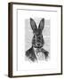 Rabbit in Suit Portrait-Fab Funky-Framed Art Print