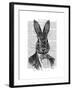 Rabbit in Suit Portrait-Fab Funky-Framed Art Print