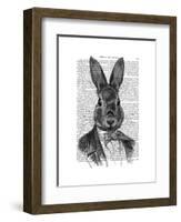 Rabbit in Suit Portrait-Fab Funky-Framed Art Print