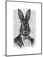 Rabbit in Suit Portrait-Fab Funky-Mounted Art Print