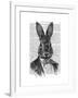 Rabbit in Suit Portrait-Fab Funky-Framed Art Print