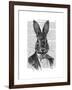 Rabbit in Suit Portrait-Fab Funky-Framed Art Print