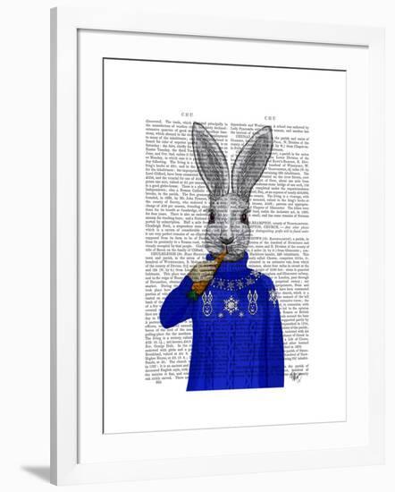 Rabbit in Sweater-Fab Funky-Framed Art Print