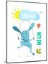 Rabbit Jumping Rope for Kids. Hare Jumping High Skipping Animal Cartoon Watercolor Style, Vector Il-Popmarleo-Mounted Art Print