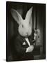 Rabbit Magician BW-J Hovenstine Studios-Stretched Canvas