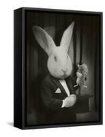 Rabbit Magician BW-J Hovenstine Studios-Framed Stretched Canvas