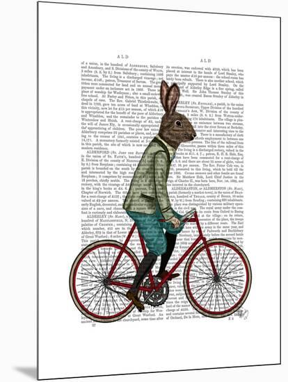 Rabbit on Bike-Fab Funky-Mounted Art Print