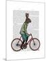 Rabbit on Bike-Fab Funky-Mounted Art Print