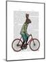 Rabbit on Bike-Fab Funky-Mounted Art Print