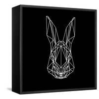 Rabbit on Black-Lisa Kroll-Framed Stretched Canvas