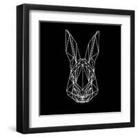 Rabbit on Black-Lisa Kroll-Framed Art Print