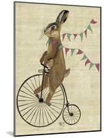 Rabbit on Penny Farthing-Fab Funky-Mounted Art Print