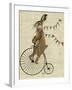 Rabbit on Penny Farthing-Fab Funky-Framed Art Print