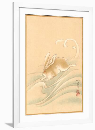 Rabbit Playing in Water-null-Framed Art Print